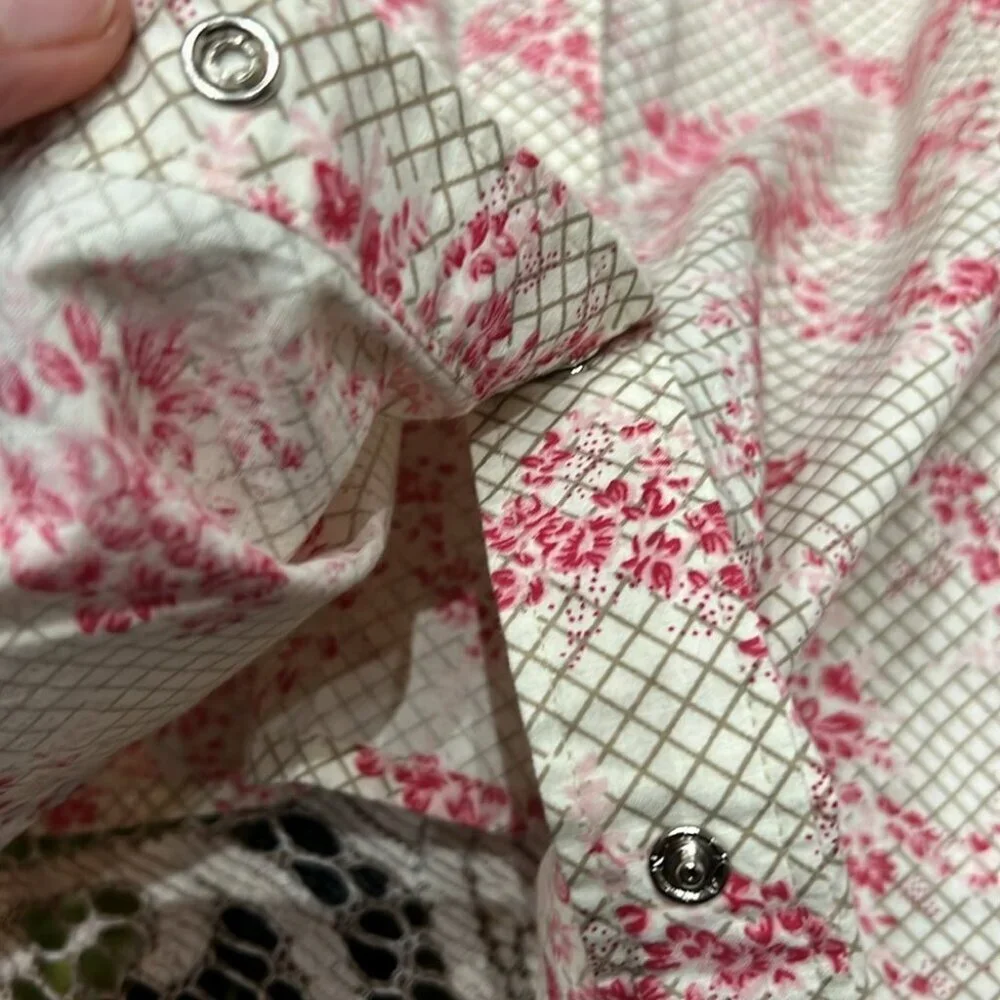 Vintage Hollywood Western Floral Button Down Blouse with Pearl Snaps size Medium - Picture 10 of 11